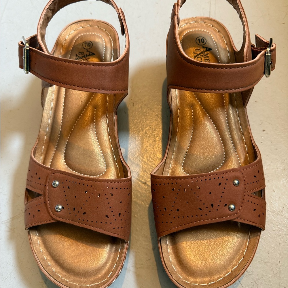 American Exchange Brown Ankle Strap Sandals